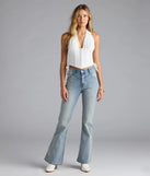 With its midriff cut and trend-forward fit, the The New Classic Halter Lace-Up Denim Corset Top is a white crop top made to pair with skirts, denim, or whatever vibe you're feeling this season.