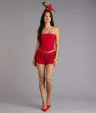 Chic And Snatched Strapless Lace Trim Corset Top