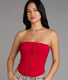Chic And Snatched Strapless Lace Trim Corset Top