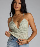 Summer Charm Paisley Strappy Babydoll Crop Top