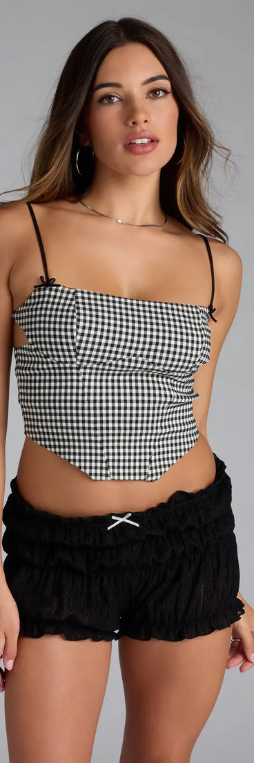 Trendy women’s tops, like the Sweet And Trendy Gingham Print Crop Top, bring effortless style for fall layering, lounging, or going out.