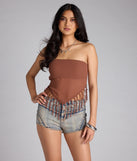 Love To Dance Strappy Back Fringe Tube Crop Top