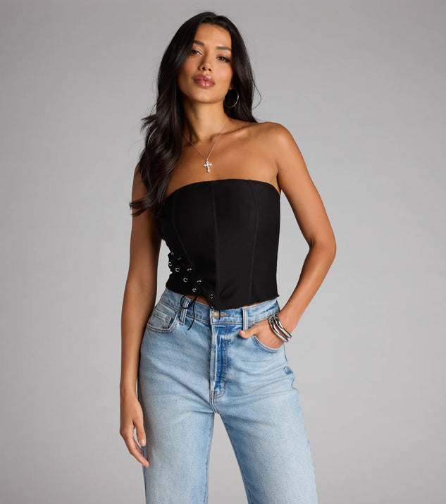 Tie It Up Strapless Lace Up Corset Top | Windsor