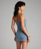 Too Hot To Handle Beaded Denim Corset Top