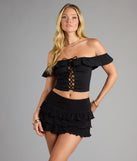 Laced And Unbothered Off-The-Shoulder Top