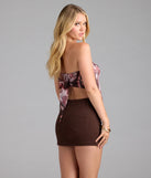 For college campus looks, game day outfits, or a bold going-out vibe, the Go With The Flow Paisley Satin Scarf Top is an on-trend brown crop top that easily styles with your favorite denim.