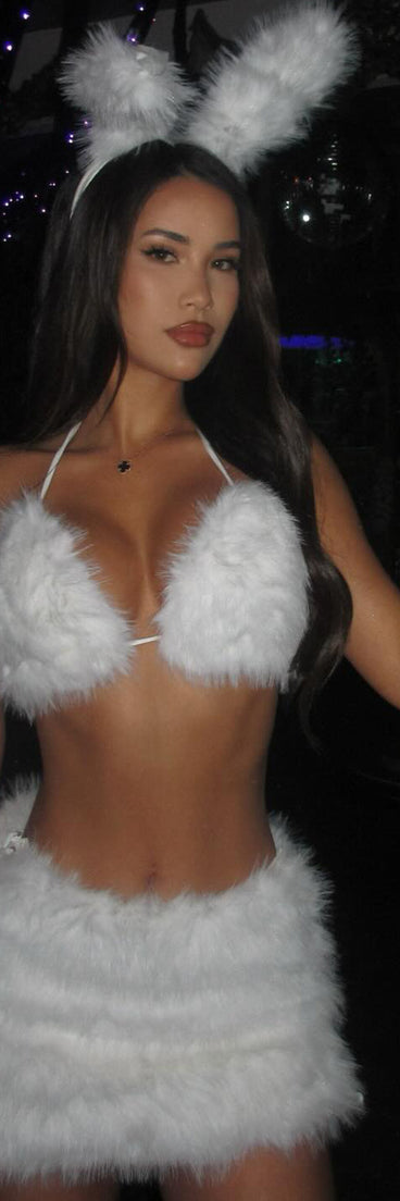 Cozy Cutie Snow Bunny Faux Fur Bra Top