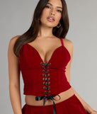 Little Red Lace-Up Corset Top