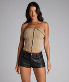 Zip It Up Foldover Tube Top