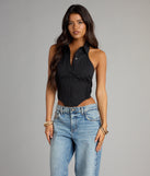 Complete your look with the Cute Plans Halter Collared Corset Top, a trendy top that’s ready to pair with anything in your fall rotation.