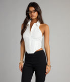 Cute Plans Halter Collared Corset Top