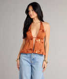 Sunset Glow Sequin Halter Top