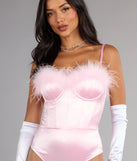 Complete your look with the Iconic Bunny Satin Corset Bodysuit, a trendy top that’s ready to pair with anything in your fall rotation.