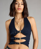 Strap Into Style Denim Halter Top