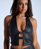 Bound to Impress Buckle Halter Crop Top