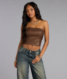 Laced Up Faux Leather Tube Top
