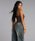 Laced Up Faux Leather Tube Top