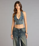Front Row Fierce Denim Crop Top