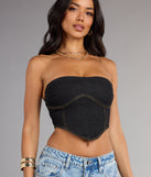 Complete your look with the Trendy Girl Denim Strapless Corset Crop Top, a trendy top that’s ready to pair with anything in your fall rotation.