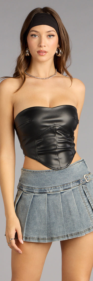 Street Siren Faux Leather Crop Top