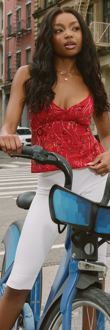 All Eyes On You Sequin Floral Top