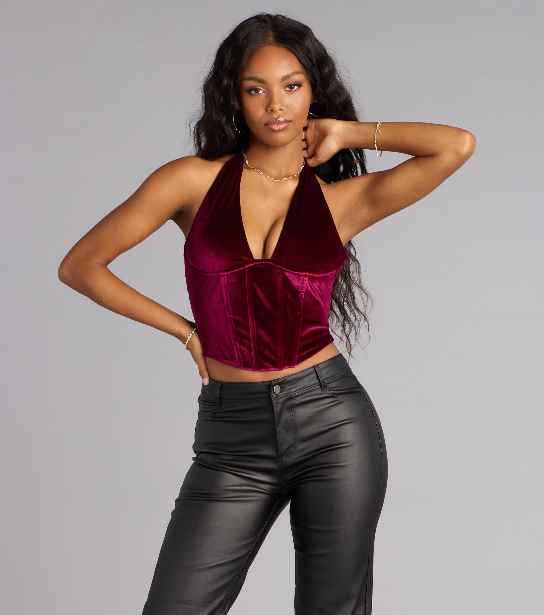 Velvet Crush Halter Bustier Top | Windsor