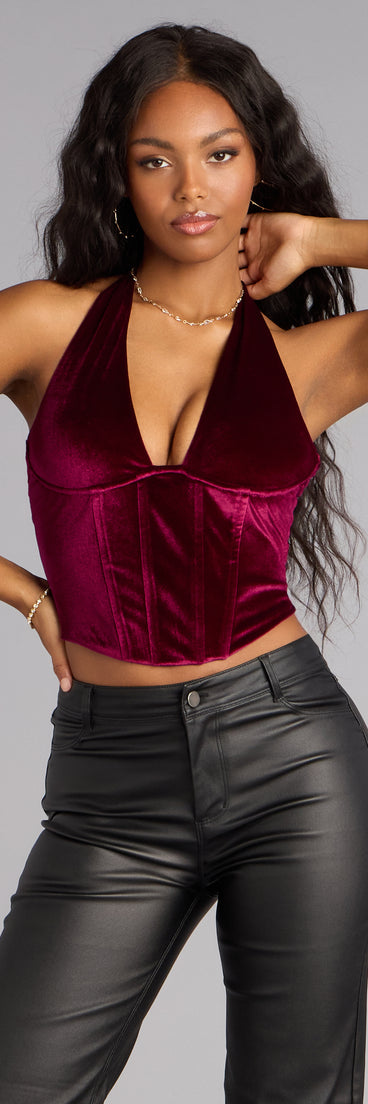 Velvet Crush Halter Bustier Top