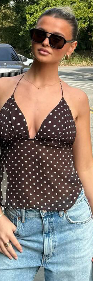 Dot to It Mesh Halter Crop Top