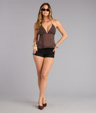 Dot to It Mesh Halter Crop Top