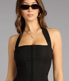 Trendy women’s tops in 0, like the Sleek And Sculpted Halter Corset Top, bring effortless style for fall layering, lounging, or going out.