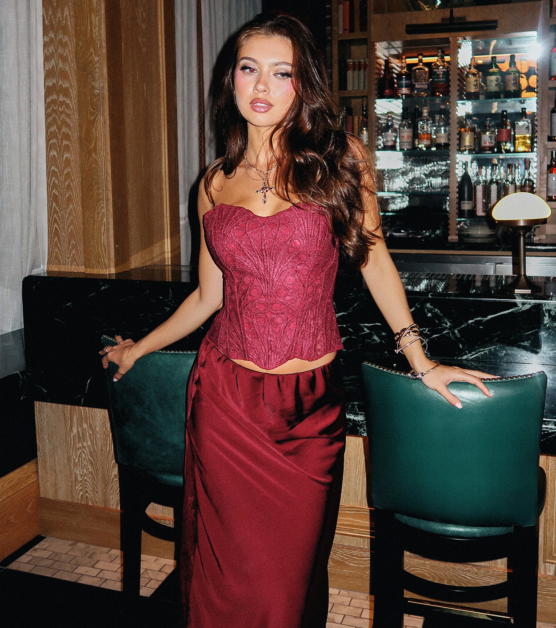Starlet Nights Floral Lace Strapless Corset Top | Windsor