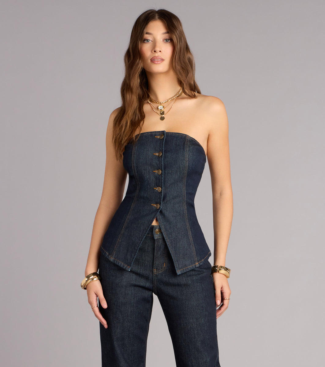 Effortlessly Dialed In Denim Strapless Top & Windsor — free download