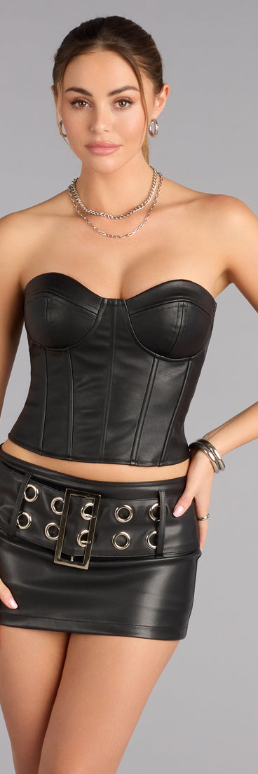 Midnight Edge Strapless Lace-Up Corset Top