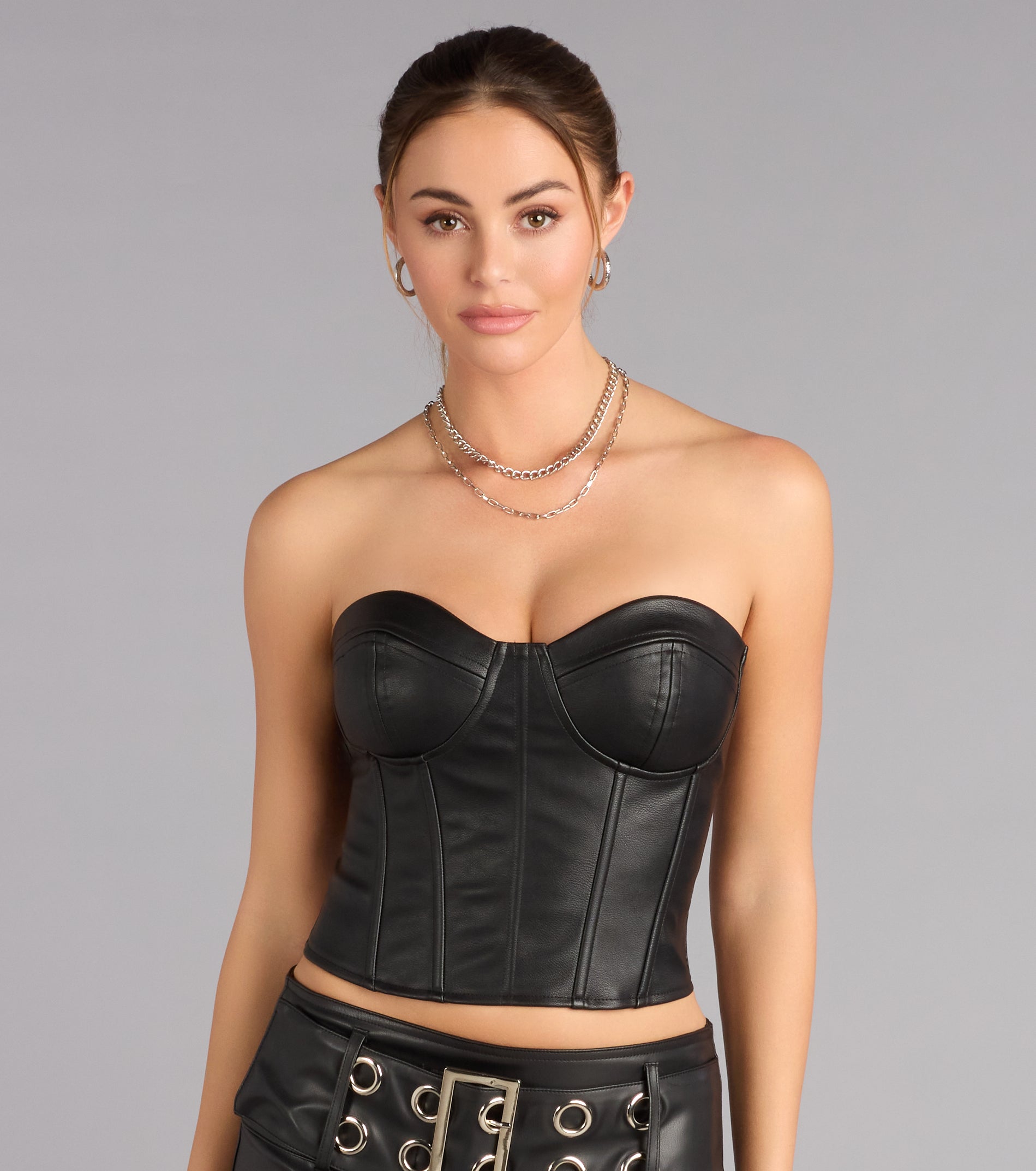 Midnight Edge Strapless Lace-Up Corset Top | Windsor