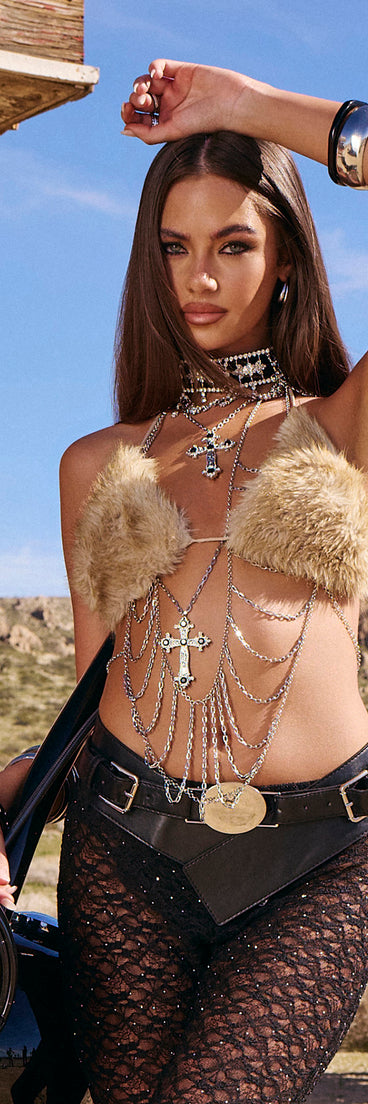 Confident Energy Faux Fur Bra Top