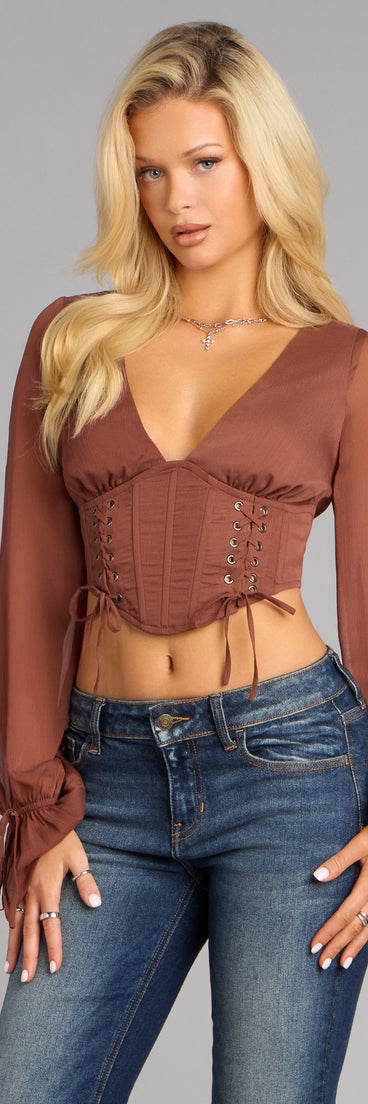 Fall For It Lace Up Corset Crop Top