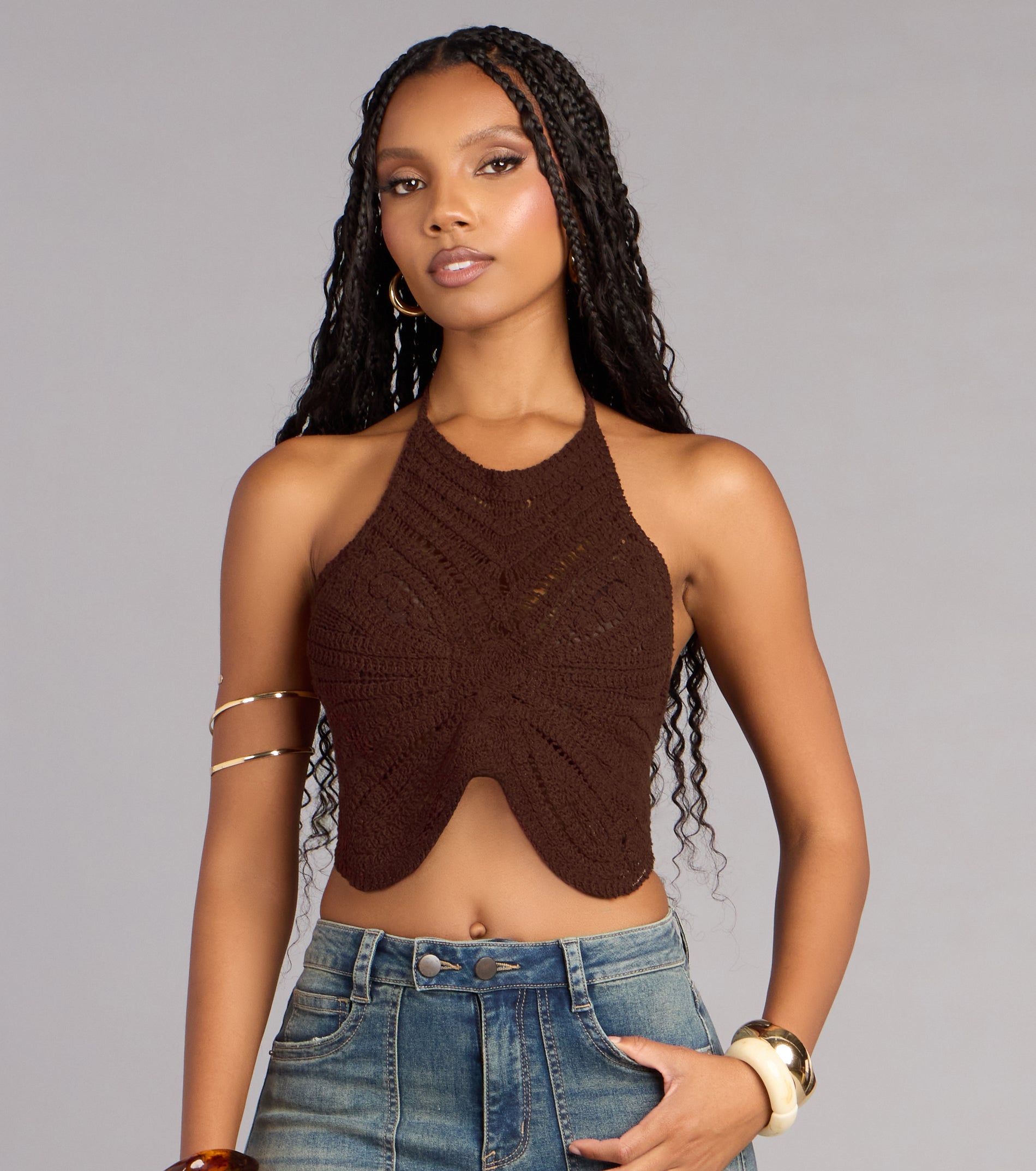Fly With Me Butterfly Crochet Crop Top | Windsor