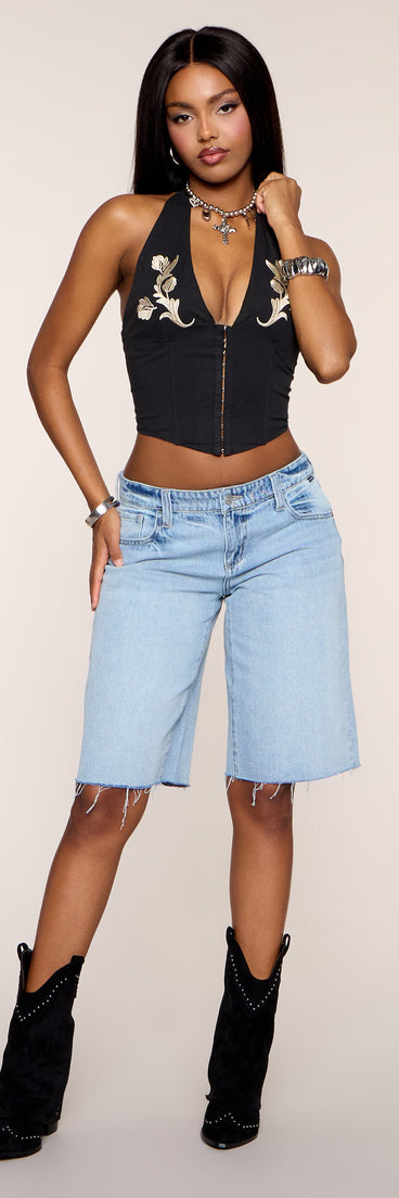 Trendsetter Floral Embroidered Corset Top