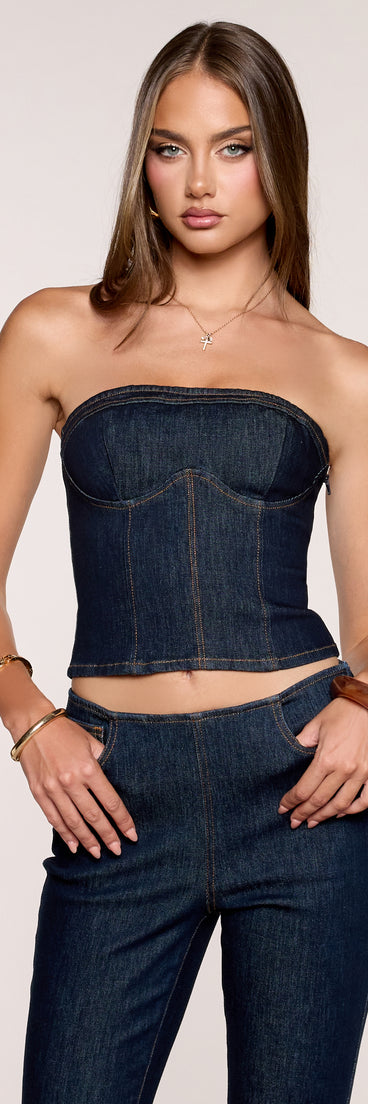 Booked And Busy Denim Bustier