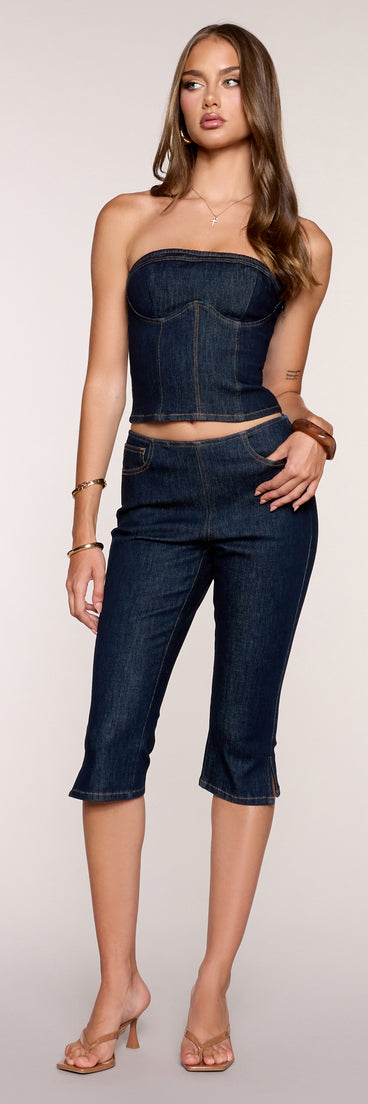 Booked And Busy Denim Bustier