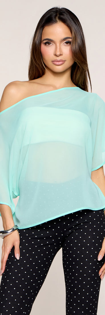 Postcard Pending Asymmetrical Chiffon Top