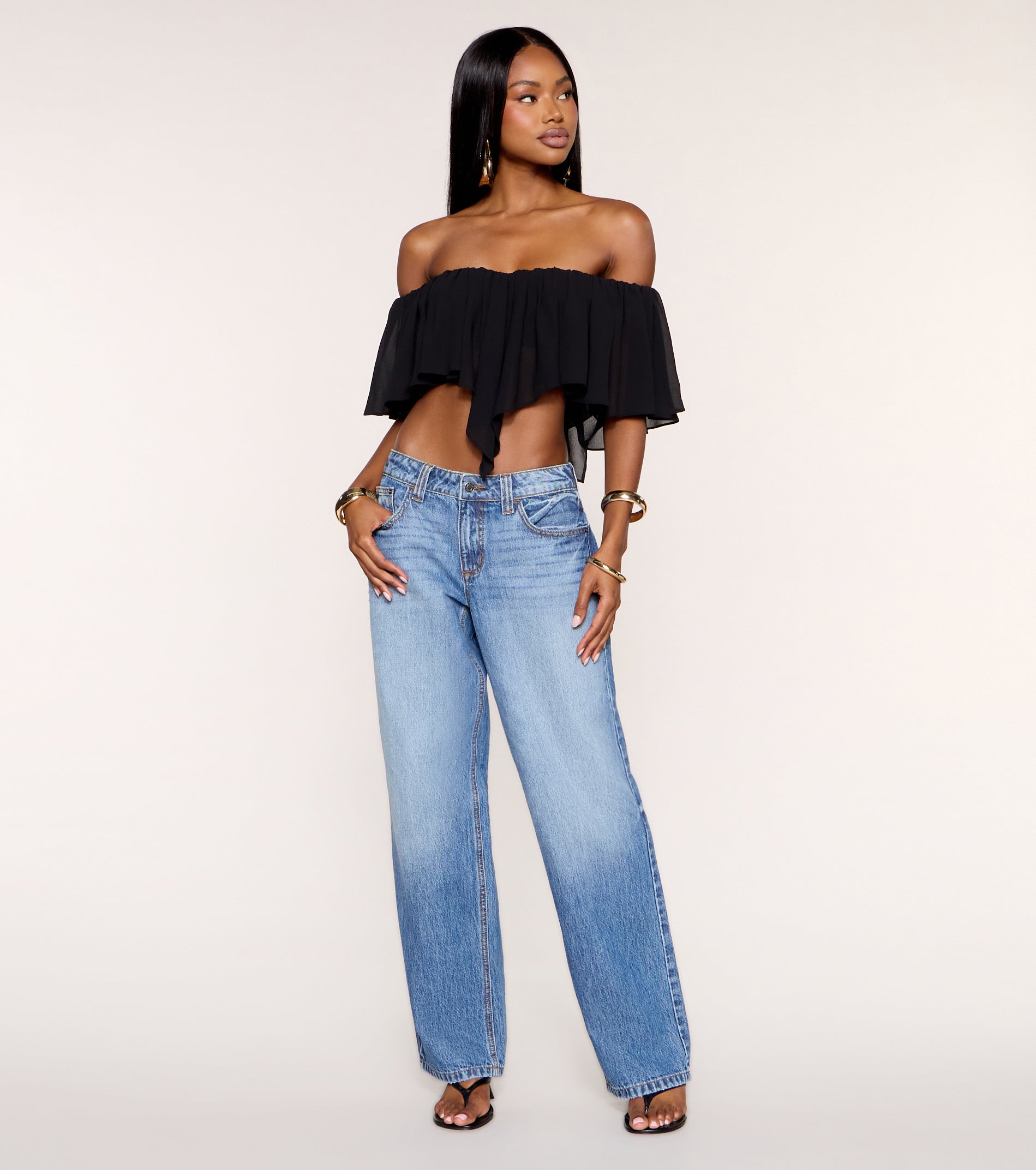 Shoulder Play Ruffle Off Shoulder Crop Top | Windsor