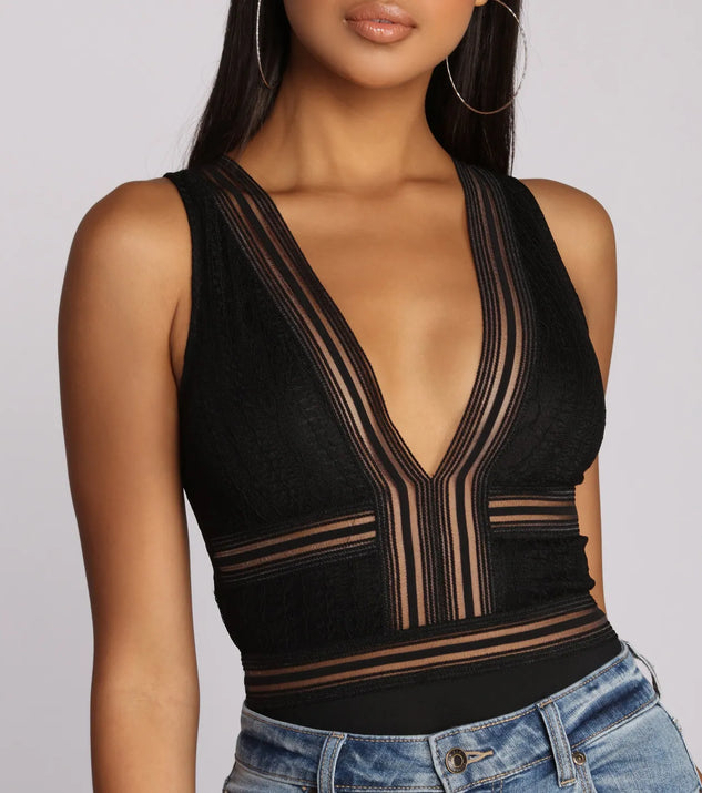 Go Deep Lace V Bodysuit