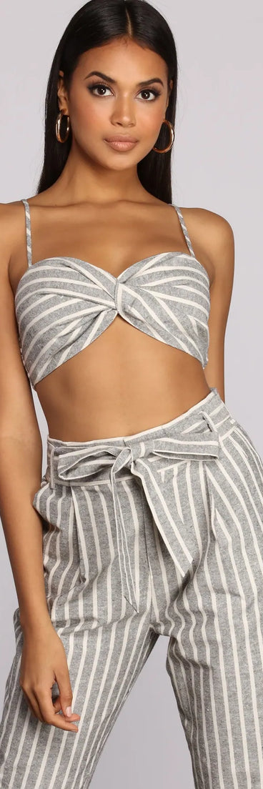 Linen Stripe Crop Top