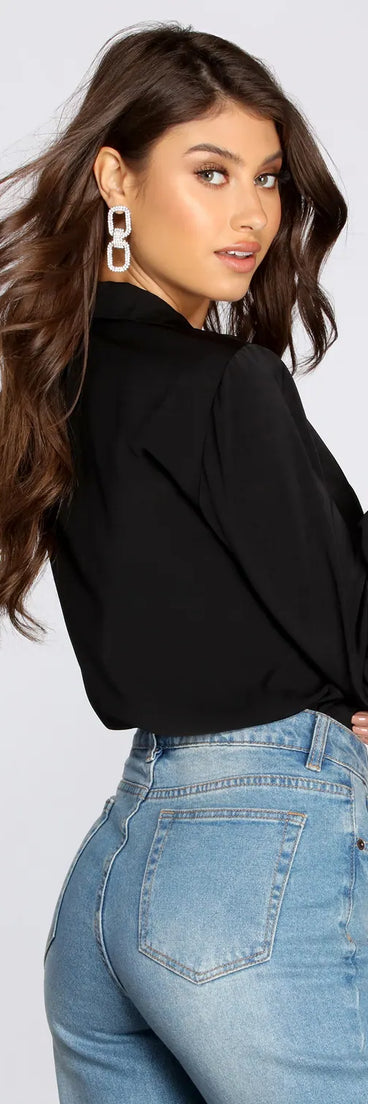 Collared Tie Front Bodysuit