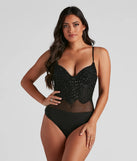 The Twisted Angel Embroidered Bodysuit in black with a modern design and trendy look is part of the latest women's tops collection to elevate your 2025 wardrobe.