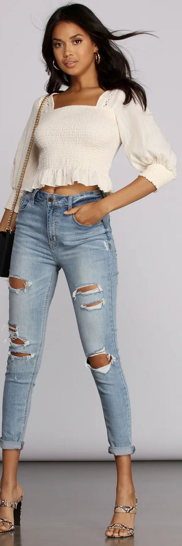 Sweetly Smocked Crop Top