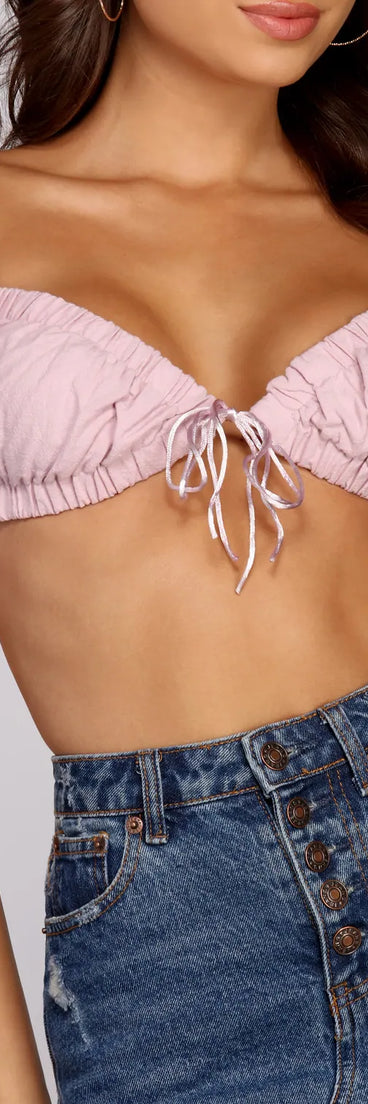 Puffed Up Tie Front Top