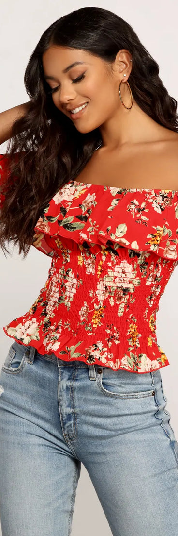 Flower Bomb Ruffled Top