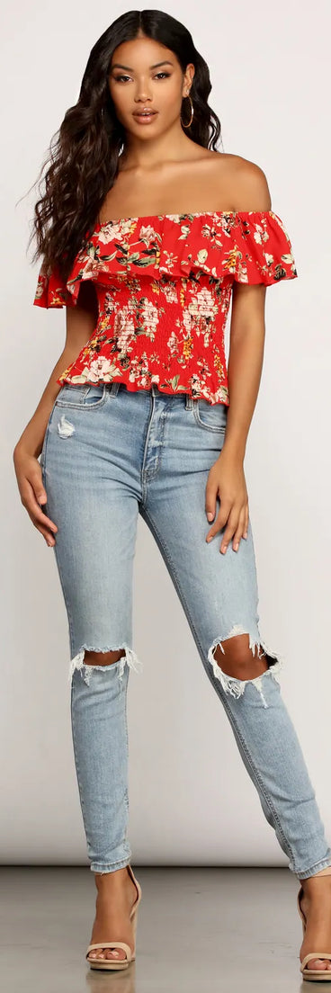 Flower Bomb Ruffled Top